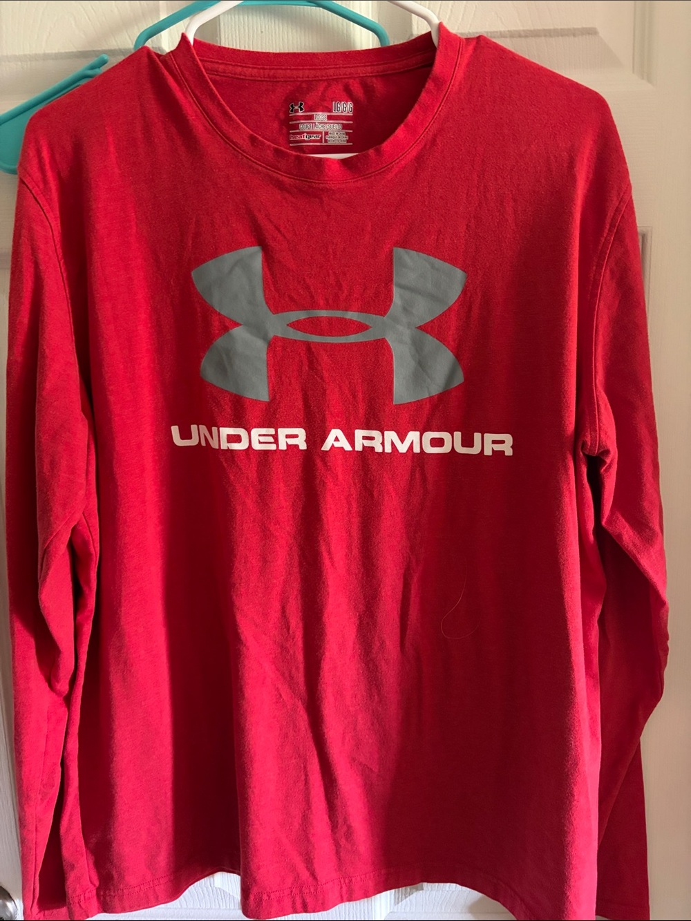 Under Armour Red Long Sleeve Logo Tee with Gray Logo (unisex)